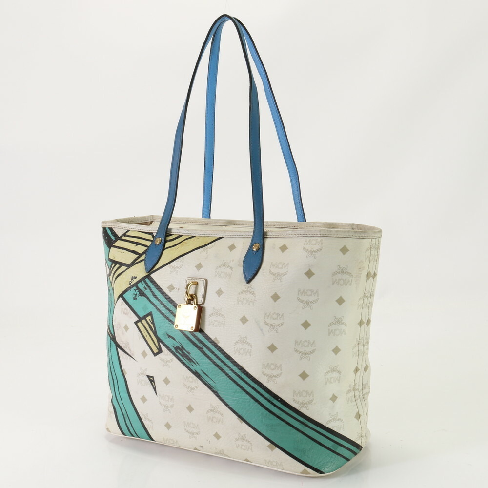Mcm Leather Bag Visetos Tote White